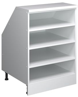 Vicco Küchenschrank für Dachschrägen R-Line, Weiß, 60 cm mit 4 Fächern, Schrankkorpus 60 cm Tiefe, zur freien Kombination innerhalb modularer Küchensysteme