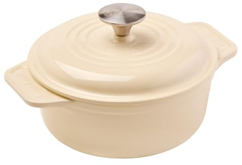 Victoria Emaillierte Gusseisen Dutch Oven White Sable Induktion 20cm, 1,9L