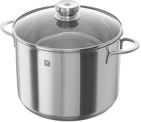 Zwilling 40103-247 Tall Stockpot – Stainless Steel Tall High Edge Kitchen Pot With Lid, Large 7.8 L Capacity Pan for Batch Cooking Soup, Stew, Chilli, Induction Suitable, Scratch Resistant, 24 cm