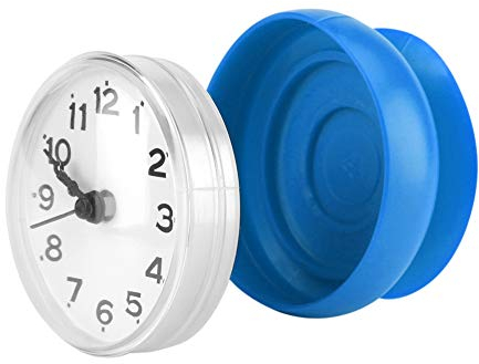 Yosoo wasserdichte Duschuhr mit Saugnapf, Arabisches Digitalzifferblatt Rund für Badezimmer Dusche Küche Badezimmer Küche Wandmontage (Blau)