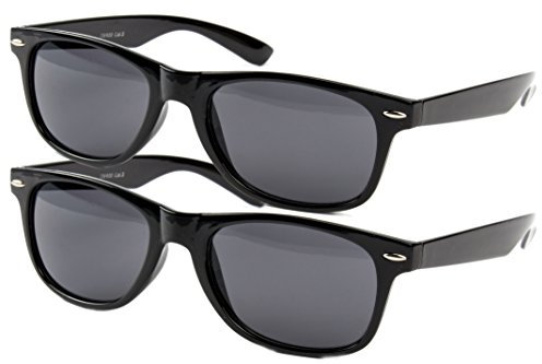 Ciffre 2 er Set EL-Sunprotect® Nerdbrille Brille Nerd Sonnenbrille Hornbrille Way Style Schwarz Smoke Dunkle Glässer