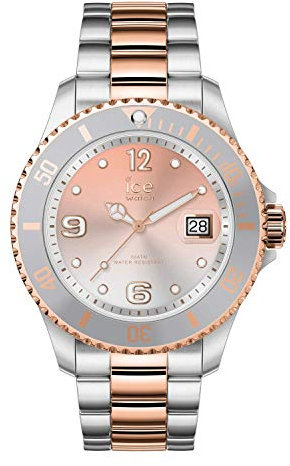 ICE-WATCH - Ice Steel Silver Sunset Rose-Gold - Montre Argent pour Femme avec Bracelet en Metal - 016769 (Medium)