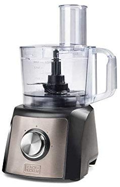 BLACK+DECKER BXFPA1200E - Küchenmaschine, 1.200W, Behälter 1,5l, 2 Geschwindigkeitsstufen/Turbofunktion, 8 Zubehörteile, Anti-Fingerprint, Edelstahlklingen und -scheiben, BPA-frei