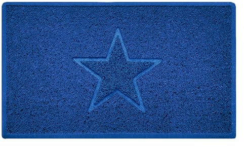 Nicoman Star Shape Embossed Entrance Door Mat Non Slip Dirt Trapper PVC Spaghetti Mat with Rubber Base, Jet Washable Quick Drying Doormat Indoor or Outdoor - (Medium, Blue, 75 x 44cm)