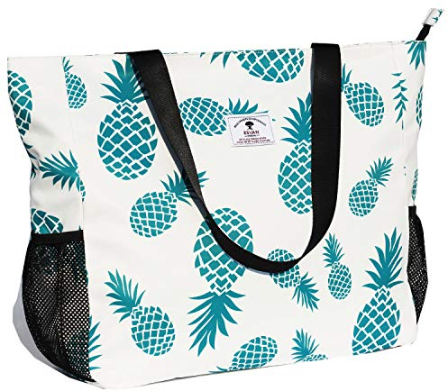 ESVAN Große Strandtasche, wasserabweisend, leicht, 50,8 cm, für Damen, übergroße Tragetasche für Fitnessstudio, Strand, Reisen, Pool, Yoga, Krankenschwester, Ananas, X-Large