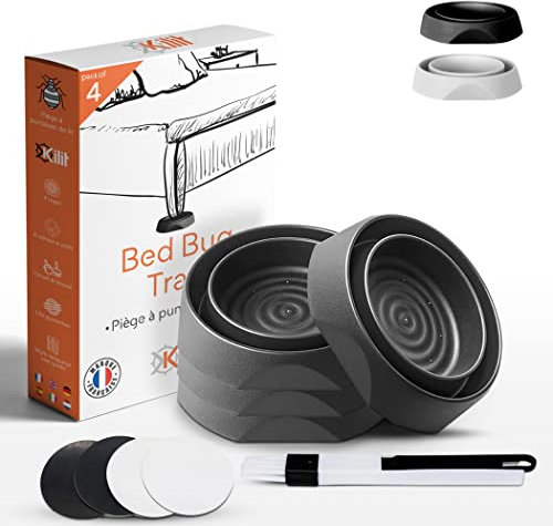 KALIGEN® ✮ Trappole per cimici dei letti ✮ | Kit completo di 4++ | Anti cimici dei letti e pulci | 100% repellente per insetti ecologico senza pesticidi | Trappole per insetti | Nero