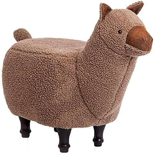 MYYINGBIN Cartoon Alpaka Fußschemel Kinder Tier Ottomane Hocker Schuhbank Kinderzimmer Dekoration, Brown