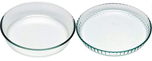 Pyrex Bake&EnjoY Tortiera in vetro borosilicato Ø26 x 5,9 cm & Bake&EnjoY Stampo crostata in vetro borosilicato 28x3,6cm