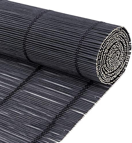 JXQ Black Outdoor Roller Blinds with Fittings, Bamboo Thermal Insulated Roll up Blinds for Porch Greenhouse (Size : 125×230cm)