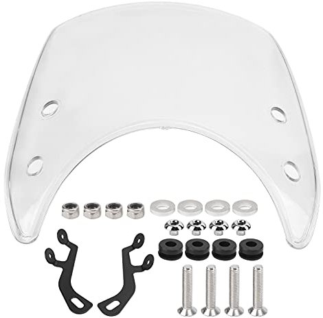 Retro Motorrad Windschutzscheibe, PC Material Windshield Windabweiser, Universal Spoiler Deflektor für 5-7 Zoll Motorrad Vordergabel Zubehör(Weiß)