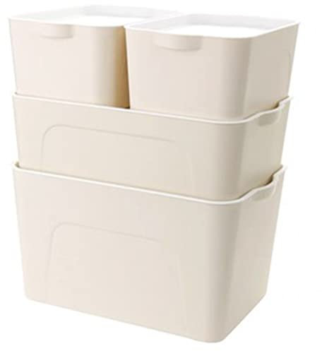 RMAN 4er Set Aufbewahrungsbox mit Deckel Aufbewahrungsboxen Ordnungsboxen Kunststoff (Recyceltes PP) 25L/15L/5L Stapelbare Küchen Organizer Spielzeug Organizer mit Griffen für Büro Kinderzimmer Khaki