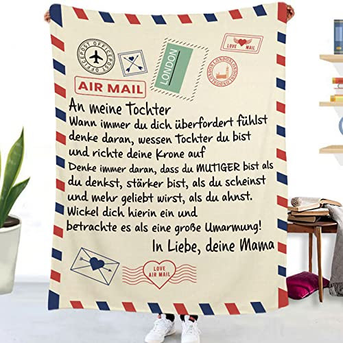Tospass Kuscheldecke Personalisierte Decke An Meine Tochter Decke Von Mama Flanell Briefdecke Positiv Ermutigen Nachricht Brief Decke Tv-Decken Weiche Fleecedecke Sofa Reisen 150x220 cm