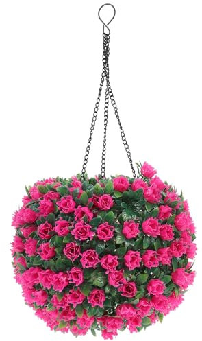 Operitacx Artificial Flower Ball Solar Powered Led Artificial Topiary Ball Outdoor Lawn Backyard Garden Decor Wedding Party
