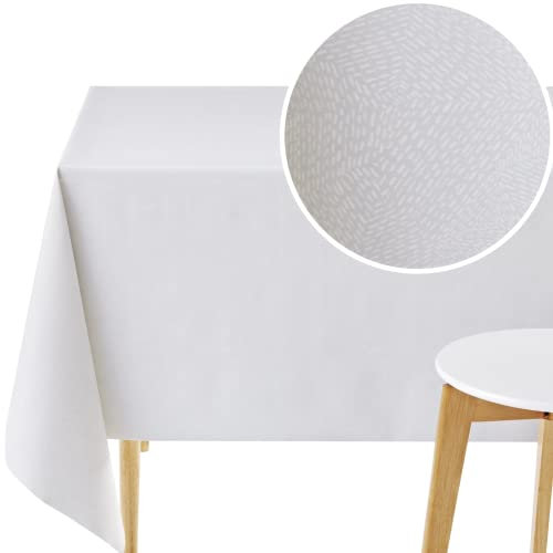 KP HOME Abwischbare PVC Tischdecke 200 x 140 cm, Rechteckig Wasserdichtes Wachstuch, Esstischdecke, Pflegeleicht für Innen- und Außenbereich, Vinyl, Grau mit Abstraktem Geometrischem Linienmuster