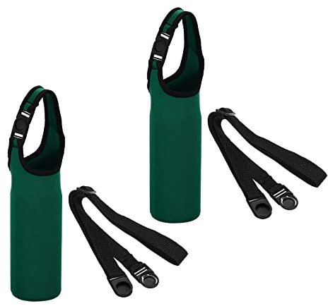 PATIKIL 67mmx185mm Water Bottle Sling Bag, 2 Pack Neoprene Portable Insulated Bottle Holder Carrier with Removable Adjustable Shoulder Strap, Dark Green