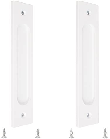 MOROBOR Tiradores rectangulares para puerta corredera empotrada de 180 mm, 2 tiradores de aleación de aluminio para puerta de armario con tornillos de montaje para puerta corredera de granero,Blanco