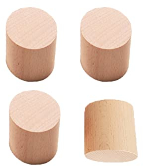 UtySty Lot de 4 rehausseurs de meubles en bois de 5,1 cm - Pieds ronds en bois naturel - Pieds solides simples à monter soi-même - Pour armoire, canapé, table, chaise, lit