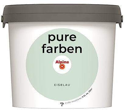 Alpina Peinture murale pure - Bleu glacier - Peinture intérieure résistante et respirante - Économique - Bonne couvrance et facile à nettoyer - 2,5 l