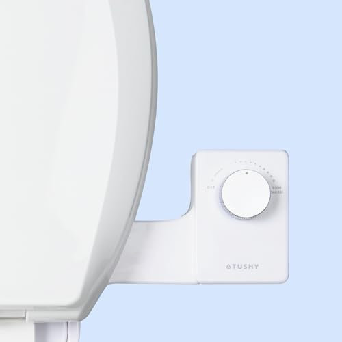 TUSHY Fresh Bidet: Ultra Slim WC-Sitzaufsatz (nicht elektrisch, selbstreinigend, hygienische Düse), einfache DIY-Installation < 10 Min | Einstellbare Wasserdruckkontrolle, silberner Knopf