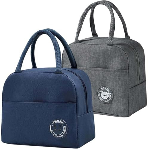 2 Stück Isolierte Lunchtasche Klein Thermotasche, Kühltasche Klein, Lunchbox Tasche Faltbare Kühltaschen Für Männer Picknick Schule Büroarbeit, einkaufskorb klein