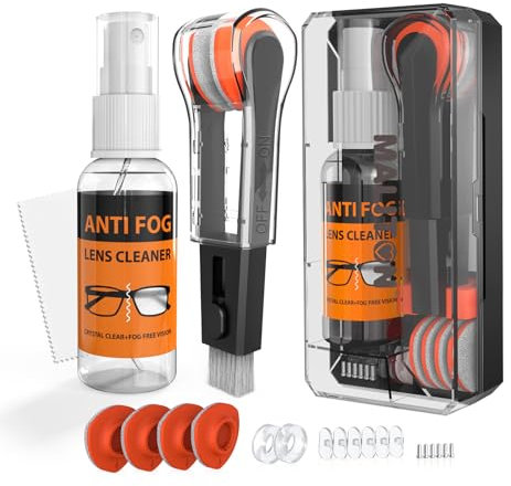 Glasses Cleaning Kit,8 in 1 with Glasses Cleaner, Maliton Anti Fog Spectacle Cleaner & Microfiber Lens Cleaning Cloth, Portable Eye Glasses Repair Kit with Screw & Screwdriver, Nose Pads, Black