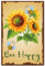 CREATCABIN Bee Happy Sign Sunflower Metal Tin Sign Rustic Garden Decor Plaque Summer Farmhouse Vintage Iron Painting Poster Retro Mural Hanging Wall Art Decoration for Home Living Room Cafes 12x8 Inch