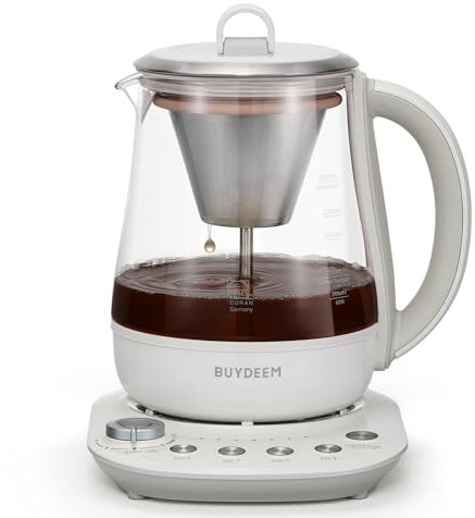 BUYDEEM K156 Tea Maker, Electric Kettle for Coffee and Tea Brewer with 6 Flavor Controls, 4 Temperature Settings, 8 Hours Keep Warm, 1.5L