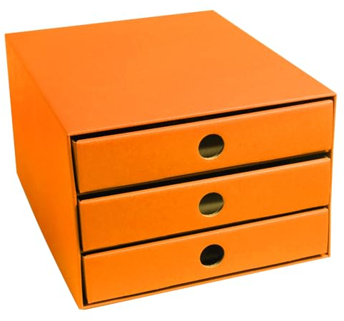 PresentFill® Schubladenbox Pappe Orange - 100% Recycling Karton - Made in Germany - Schubladenturm für DIN A4 Papierablage - stabil stapelbar - Büro Schreibtisch Organizer – Ablagebox - Ordnungsbox