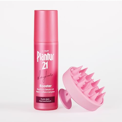 Plantur 21#langehaare Booster 125 ml + Kopfhaut-Massagebürste | Stärkt die Haarwurzel | Entspannt die Kopfhaut | Befreit von Schuppen und Schmutz