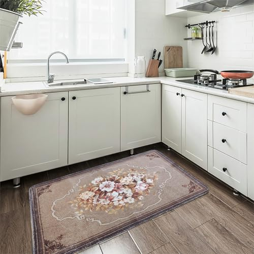 Terafeels Waschbare Teppiche Waschbar Küchenläufer rutschfest Küchenteppich Modern Flur Läufer Teppichläufer lang für Flur Küchen Eingang Hallway Wohnzimmer Schlafzimmer Größe: 60x100 cm, 08060