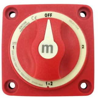 JT-HLM 32V Boat Selector Disconnect Rotary Switch Dual Battery Isolator Marine Switch Boat Battery Switch Circuit OFF-1-2 Red