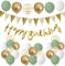 Goldenland Happy Birthday Girlande Gold Grün, Luftballons Geburtstag Dekoration, Geburtstagsdeko Banner Party Set Mit Konfetti Luftballons