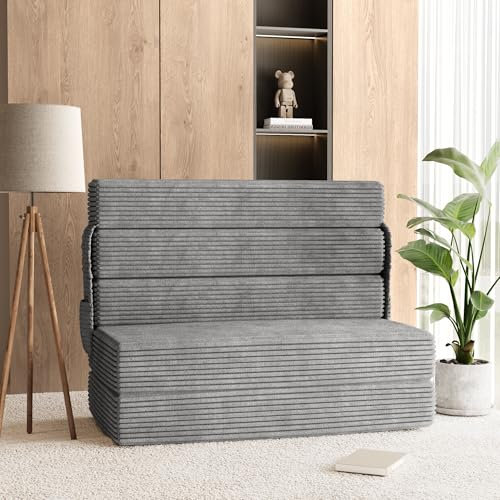 Slumbrae 5-fach umwandelbares Schlafsofa mit 45,7 cm Rückenlehne – Klappbares Schlafsofa für kleine Räume, Gäste, Liege & Memory-Schaum – Premium dicker Cordstoff, 190,5 x 96,5 cm