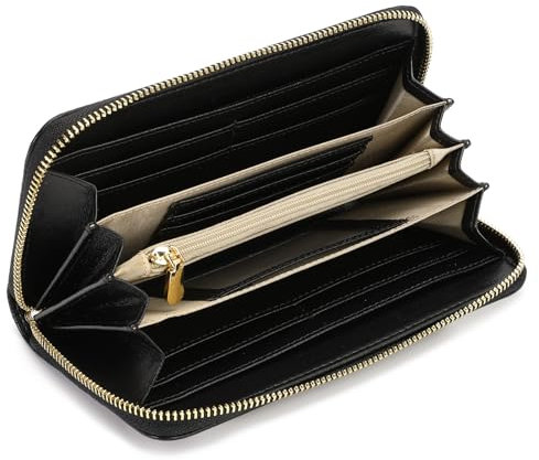 SENDEFN Geldbörse Damen Groß, Portemonnaie Leder mit RFID Schutz, Groß Kapazität Lang Geldbeutel Damen mit Abnehmbare Handschlaufe