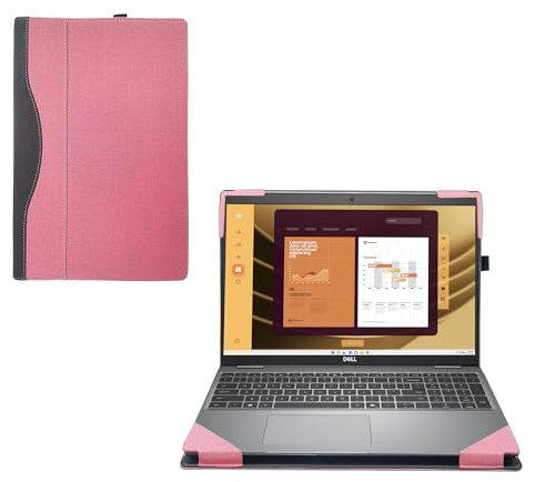 RUNMEIJIA Laptop-Schutzhülle für Dell Latitude 5550/5540/5530/5520 2021~2024 [Nicht kompatibel mit Anderen Modellen]. 2-in-1 PU-Leder-abnehmbare Notebook-Hülle, Computertasche, Schutz (Rosa)