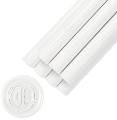 JAGERGREEN 8 Stück Weiße Klebepistole Siegelwachs 11 mm für Einladungskarten Hochzeit, Siegellack für Wachssiegel Stempel, Einladungen, Briefumschläge, Geburtstage, Geschenkverpackungen, DIY