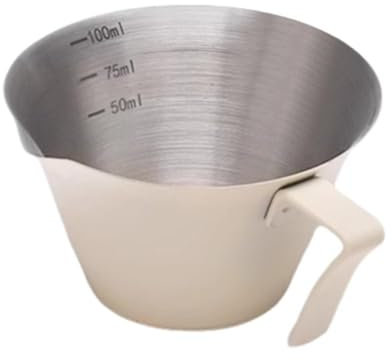 Taza de espresso con asa, taza medidora de espresso de 100 ml, accesorios de vertido de espresso de acero inoxidable, taza de espresso de medición de metal