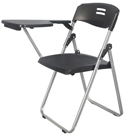 WANGJIANPENGPL Chaise Pliante de Bureau avec Accoudoir pour Tablette pour Droitier, Chaises Pliantes Interieur, Chaise Pliante Légère, Facile à Utiliser et à Ranger(Black)