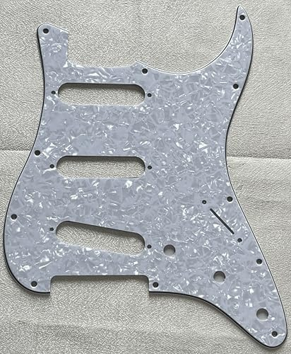 Plektrumschutz für Fender Stratocaster Strat US SSS 11-Loch-Stil Gitarre Pickguard Schlagbrett Schlagplatte (4-lagig, weiße Perle)