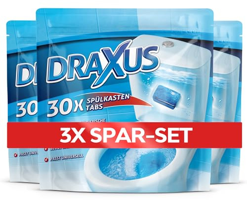 DRAXUS 30x Spülkasten Tabs I Wasserkastenwürfel für den Spülkasten im Vorratspack I WC Tabs färben das Wasser blau I Sorgen für Frische und Sauberkeit (3x Spar-Set)