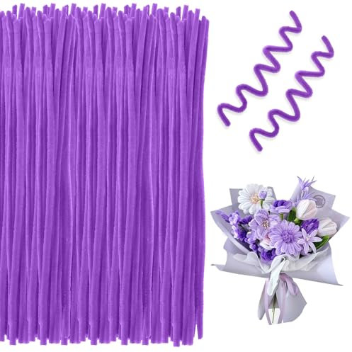 Pfeifenputzer Zum Basteln,Pfeifenreiniger Zum Basteln,Pfeifenreiniger,Chenilledraht,Pfeifenputzer,200 Stück,Helles Violett