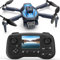 F179 Drone with 1080P Camera Adults, LCD Screen Drones for Adults, Infrared Obstacle Avoidance, 90° Electric Adjust Lens, Gesture Control, Altitude Hold, RC Quadcopter with Carry Case, Blue& Black