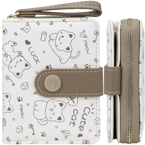 Farcauo Portemonnaie Damen Geldbeutel Frauen Geldbörsen Klein Damen Portemonnaie Mini Geldbörse Klein Portmonee für Frauen mit Braune Ausweisfach und Kartenhüllen