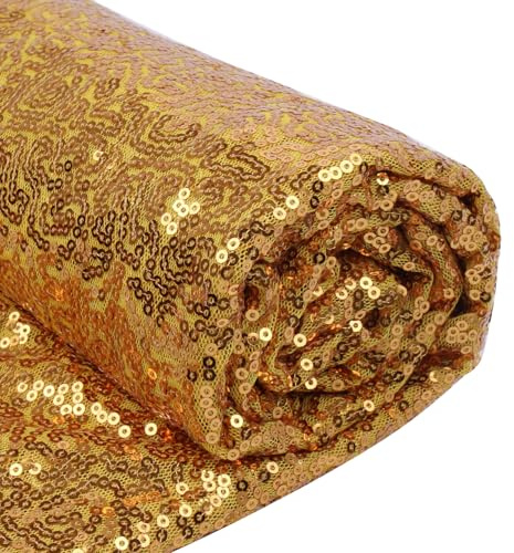 Gold Paillettenstoff, 92x92cm Pailletten Stoff Meterware - Glitzerstoff & Sequin Fabric für festliche Tischdecken und Party-Deko