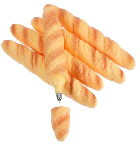 WRITWAA Lot de 5 Stylos à Bille Gel de Baguette de Mie, Encre Noire Fluide, Format Compact, Stylo Fantaisie pour L'école, Bureau et Apprentissage, Décoration Originale et Pratique