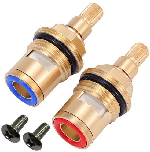 2Pcs Universal Mixer Tap Cartridge Replacement, Tap Valve Cartridge for Kitchen Shower Bathroom Taps, 1/4 Turn 20‑Spline Brass Ceramic Disc Cartridges, Kitchen Bathroom Faucet Repair Parts