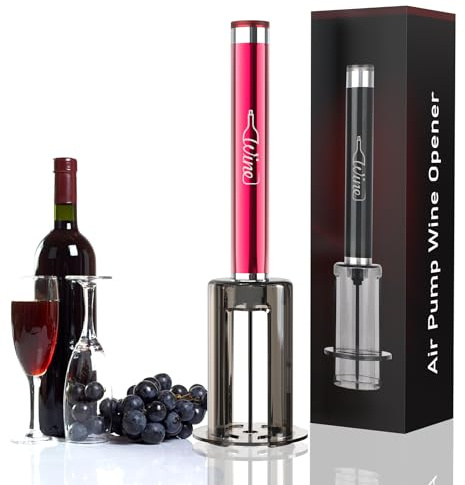 Elegear Korkskruv Tryckluft Vinöppnare, Korköppnare Pump Snabb Öppning på 7 Sekunder, Vin Flasköppnare Pumpöppnare Bärbar Lufttryck Vinöppnare för Sommelierer Vinälskare Jul Fars Dag Presenter, Vinröd