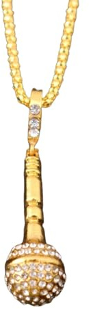 Unisex Fashion Microphone Necklace for Women Hip Hop Rock Encrusted Two Colour Microphone Pendant Necklace Accessories fashion gifts
