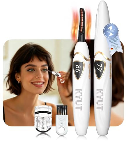 2-in-1 Wimpernzange Beheizbar【Nr.1 in Präzise Temperaturregelung-Zertifiziert】【Schnelle Heiztechnologie für sofortiges Styling】Elektrischer Wimpern-Curler mit Display für Morning,Office,Travel,Event