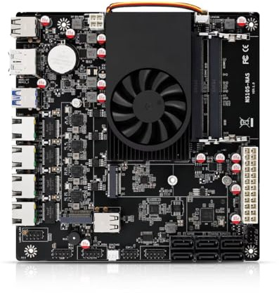 MNBOXCONET NAS Motherboard N6005 Processor Low Power, DDR4 16GB RAM 512GB SSD, Firewall Mini-ITX NAS Board, 4 x i226V 2.5GbE LAN, Dual M.2 2280 NVMe Slot, 6 x SATA3.0 slot